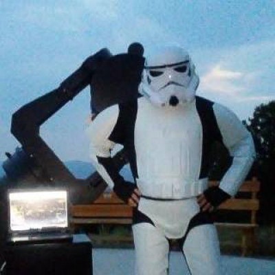 Mark Cunningham dressed as a Storm Trooper for OLT Science Camp
